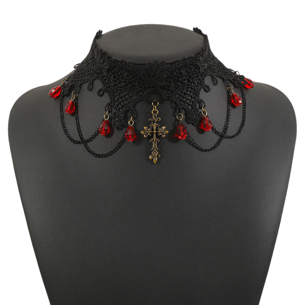 Collana Girocollo Gotica Vintage in Pizzo con Ciondolo Strass per Donna, Collana dal Design Dolce e Audace con Estetica Dark