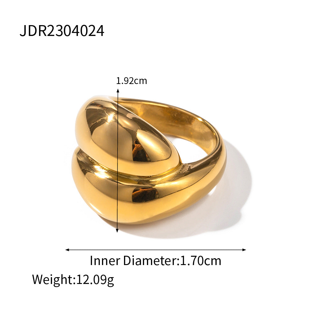 18K Gold Plated Geometric Stainless Steel Ring for Women