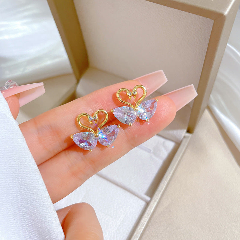 Geometric Stud Earrings for Women with Plated Copper Design, Elegant Long Tassel Drop Earrings, Sweet Style Jewelry