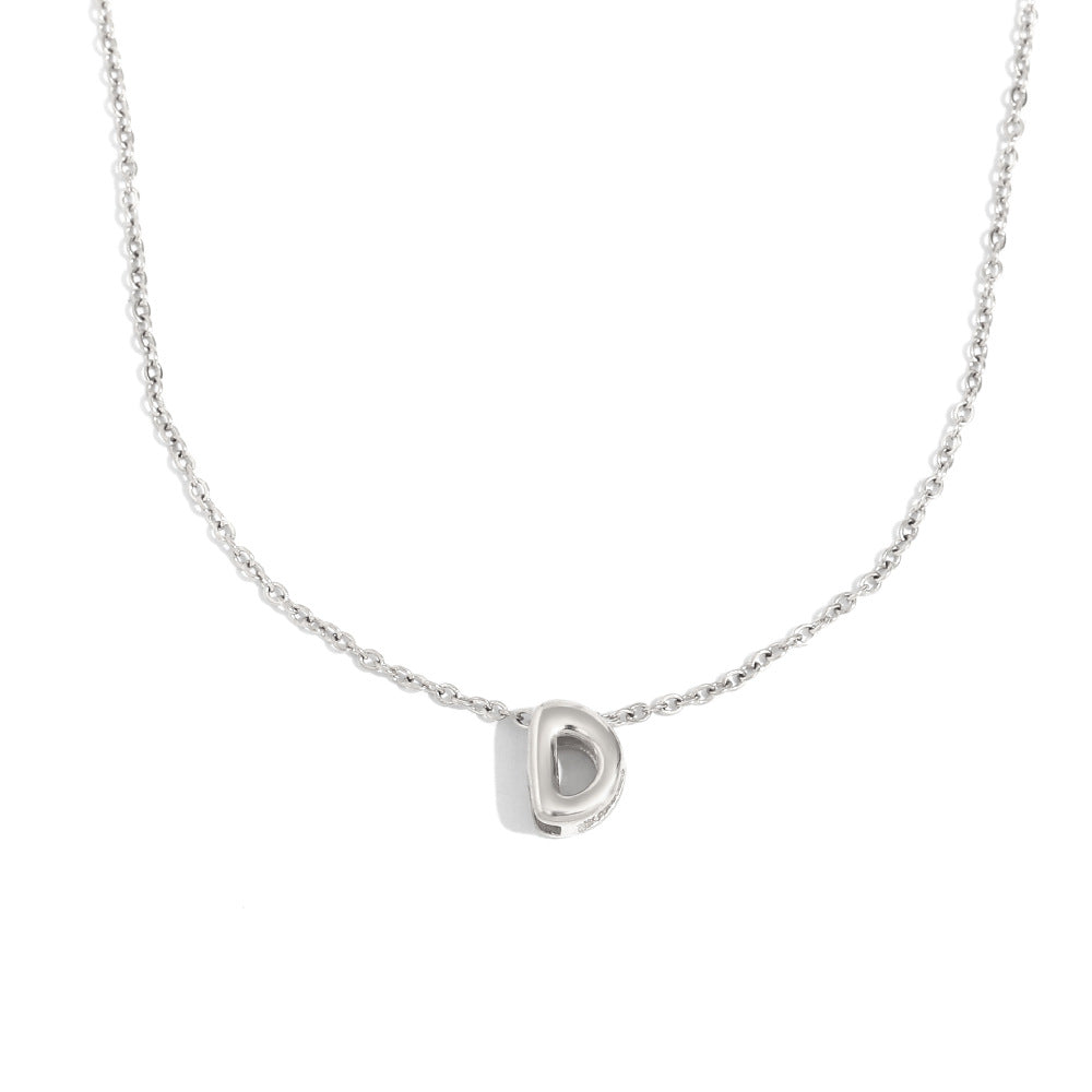 Fashionable Minimalist Letter Pendant Necklace in Stainless Steel with 18K Gold Plating for Women