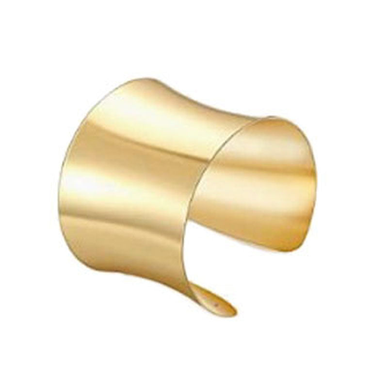 Minimalist Geometric Round Hollow Open Cuff Bracelet Gold Plated Alloy Arm Ring for Women