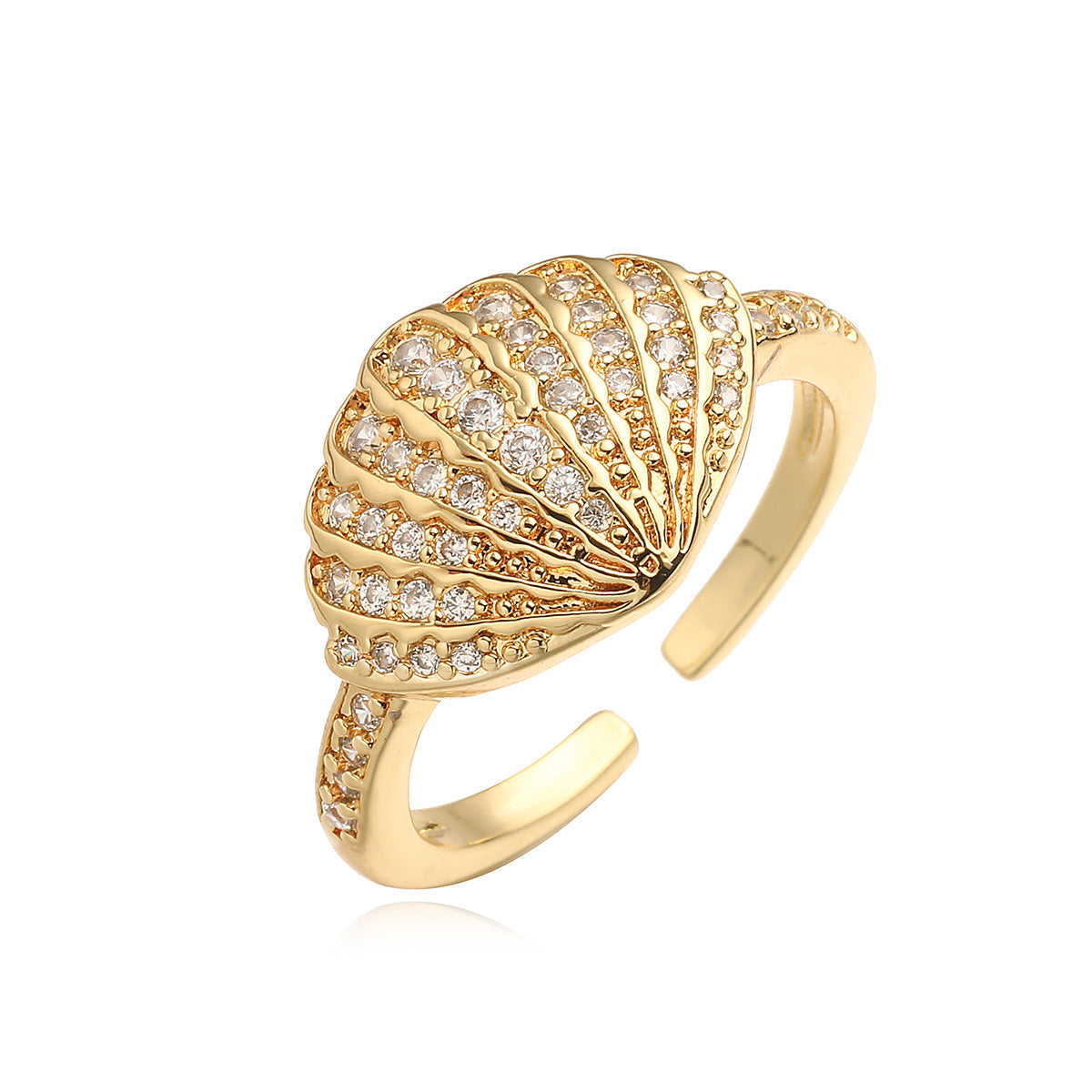 Minimalist Geometric Dolphin Ring for Women in Copper with 18K Gold Plating and Zircon Inlay