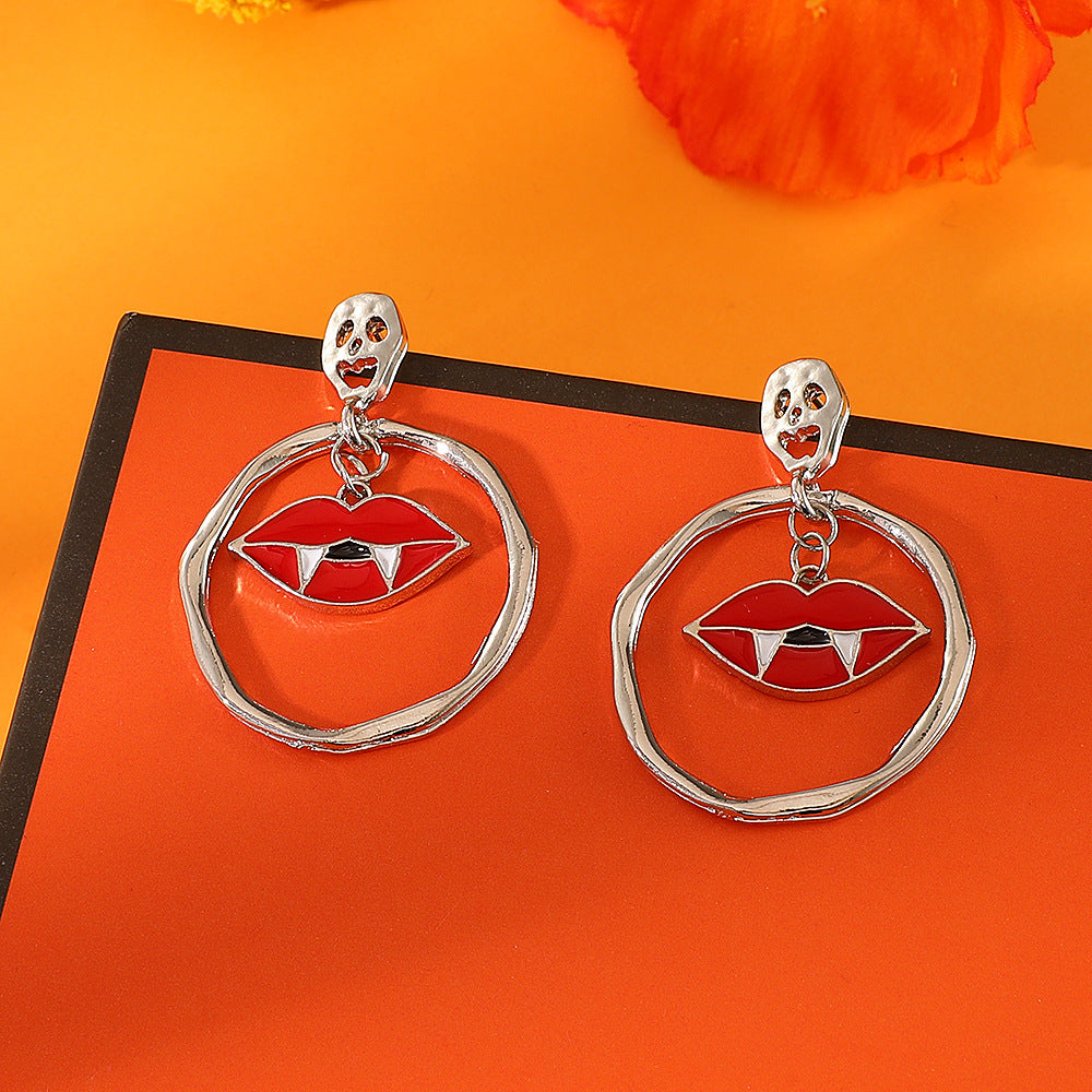 Pendientes de aleación con diseño de calabaza y calavera, estilo punk, chapados en oro, para mujer, temáticos de Halloween