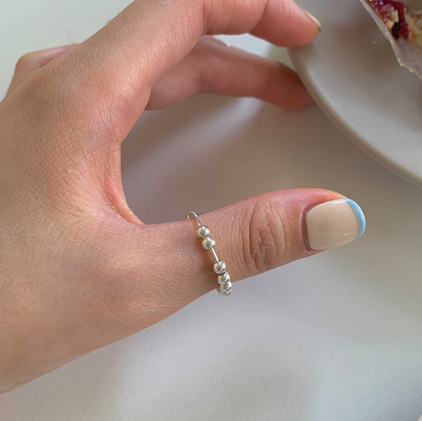 Minimalist Sweet 925 Sterling Silver Round Geometric Ring for Women