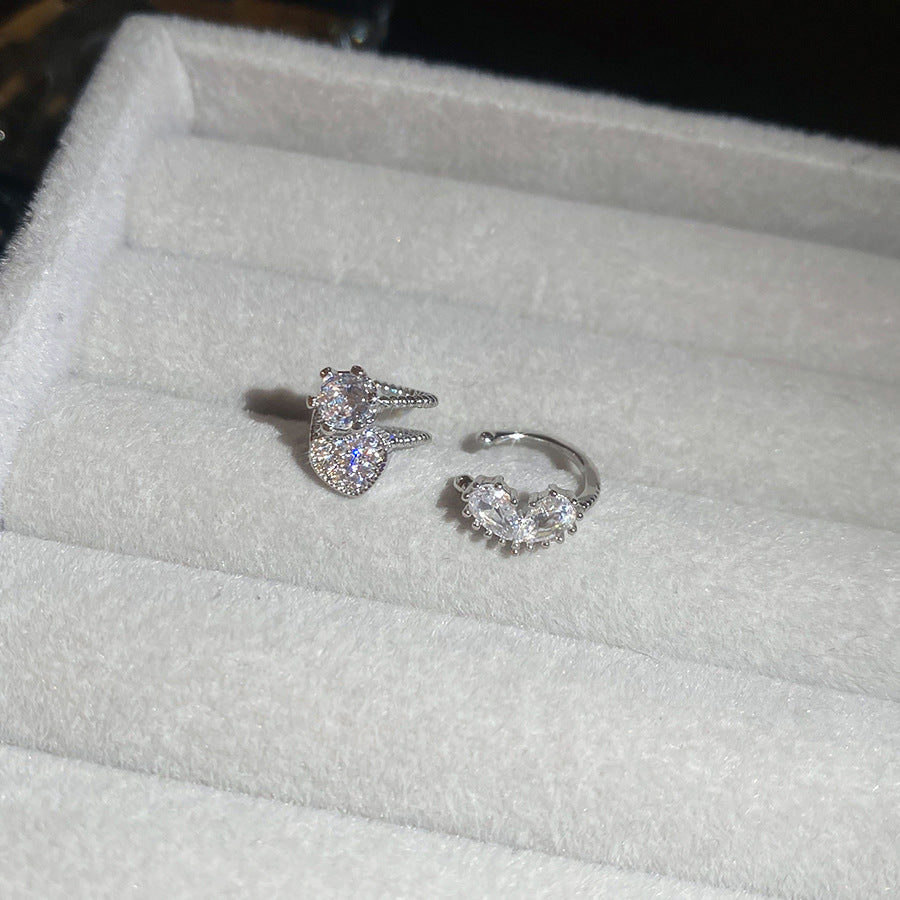 Minimalist Floral and Star-Shaped Zirconia-Set Copper Ear Cuffs for Women