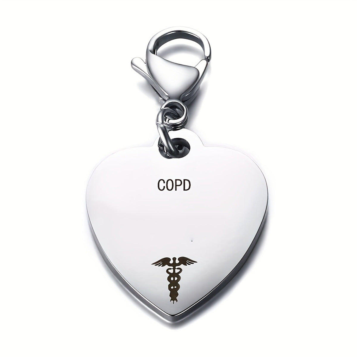 Colgante médico de identificación de acero inoxidable con forma de corazón minimalista para hombre con acabado chapado