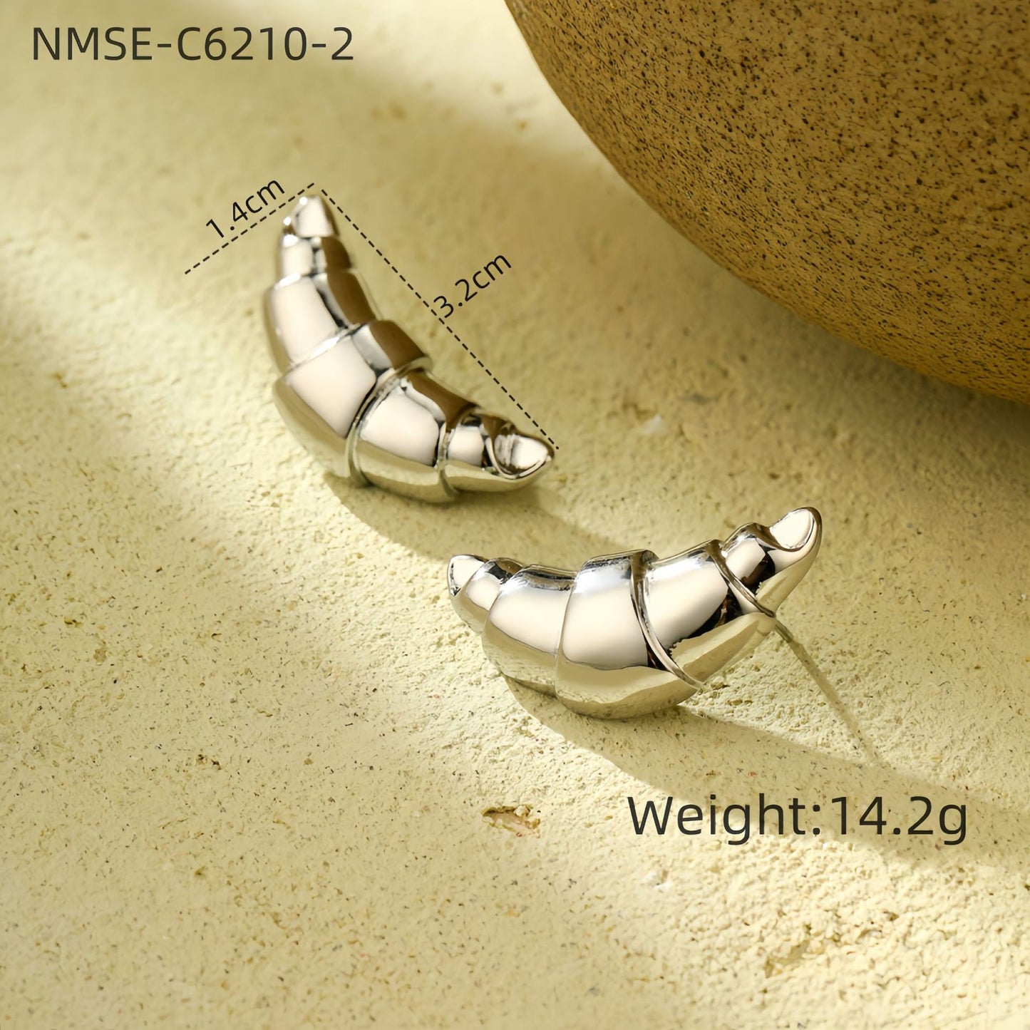 Fashionable Irregular Horn-Shaped Titanium Steel Earrings for Women with Plating Finish, Trendy and Hypoallergenic