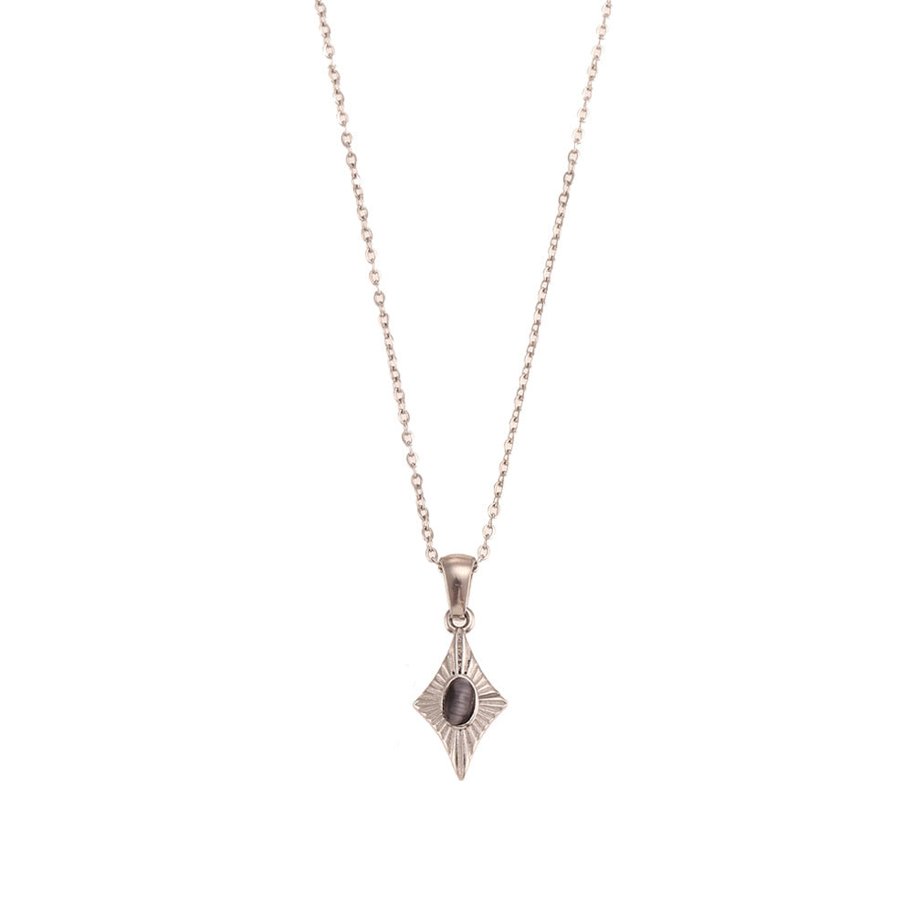 Minimalist Fashion Stainless Steel Heart-Shaped Pendant Necklace with Titanium Steel Drop and Rhodium Plating for Women
