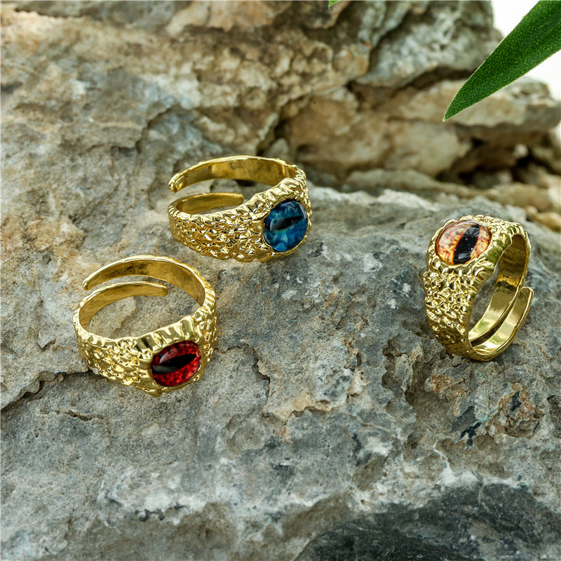 Vintage Bohemian 18K Gold Plated Geometric Brass Ring for Women