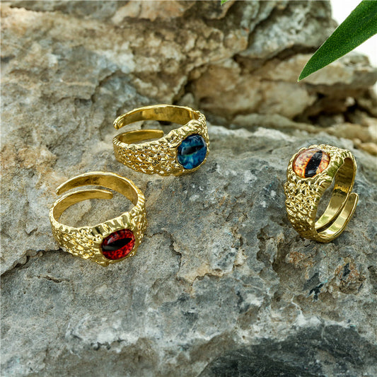Vintage Bohemian 18K Gold Plated Geometric Brass Ring for Women