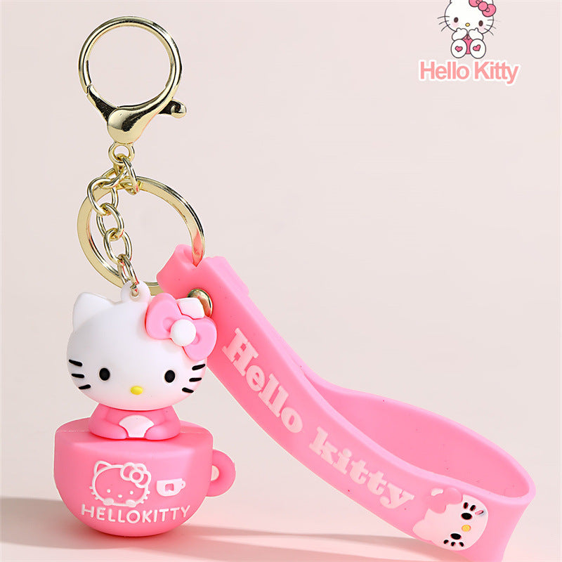 Llavero de gatito de dibujos animados, colgante para bolsos y mochilas, hecho de goma suave con acabado chapado