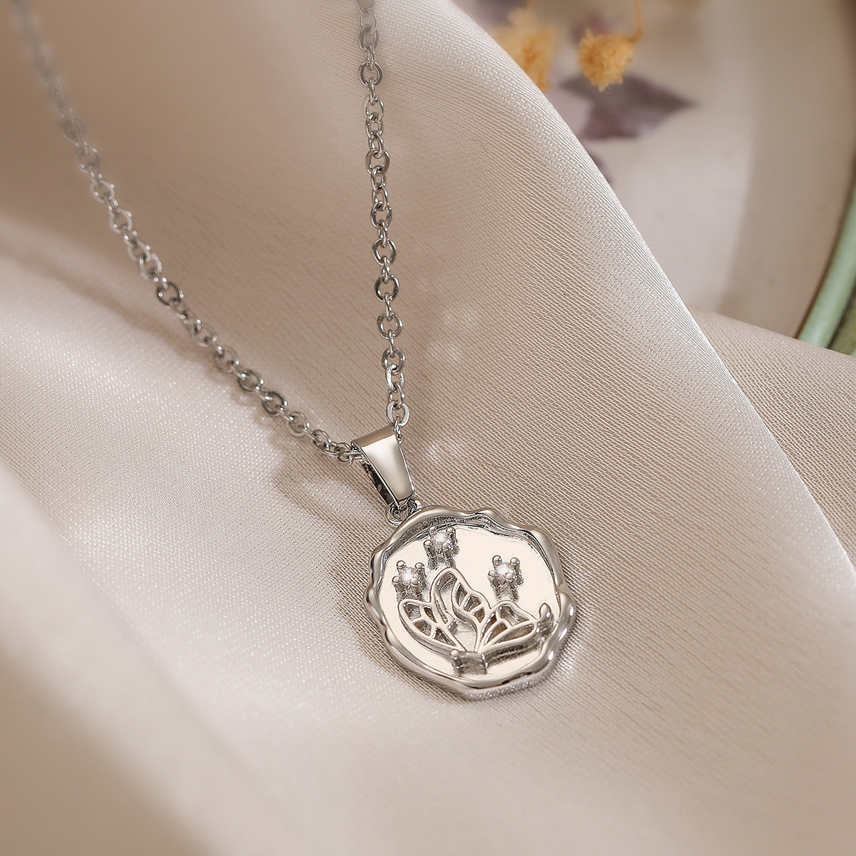 Minimalist Butterfly Geometric Pendant Necklace for Women Copper Chain with Irregular Design Locket Style