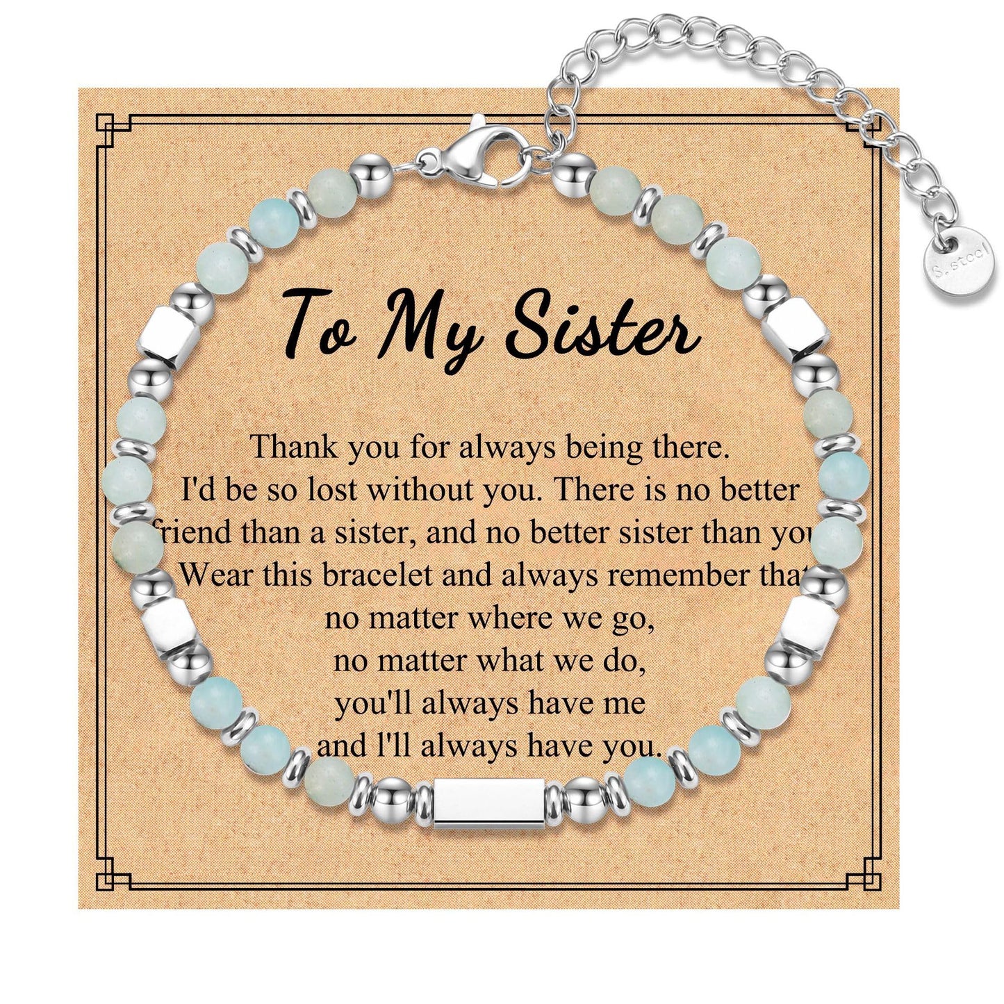Sweet Cartoon Square Stainless Steel Beaded Bracelet