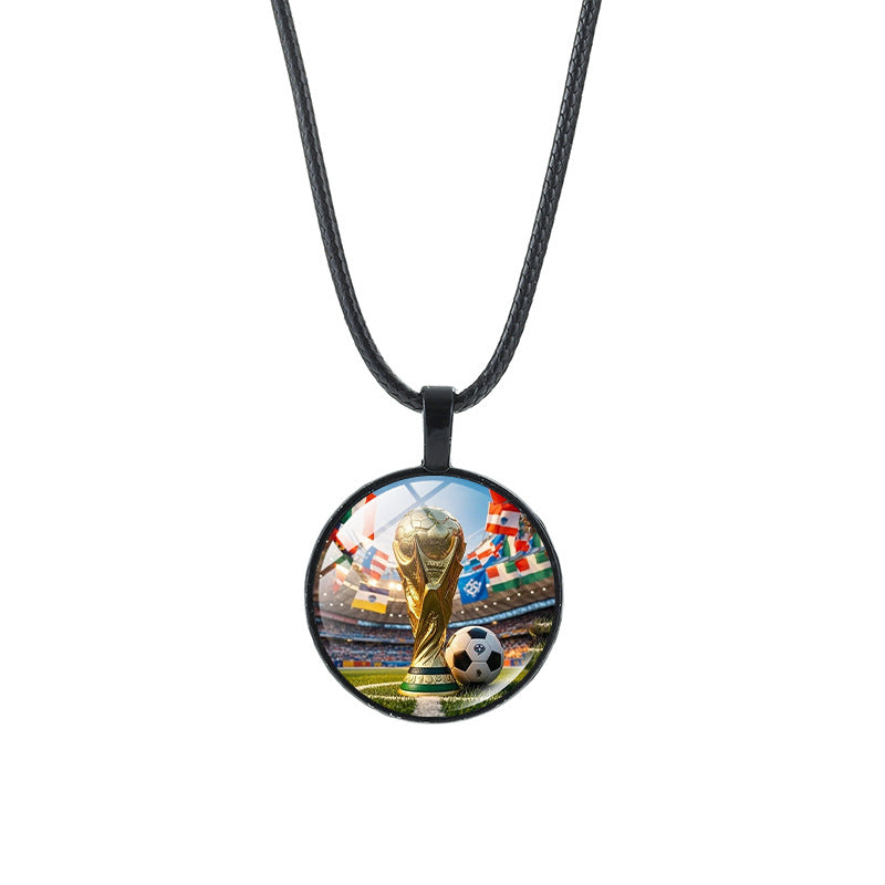 Vintage Sporty Geometric Alloy Plated Crystal Pendant Necklace Unisex
