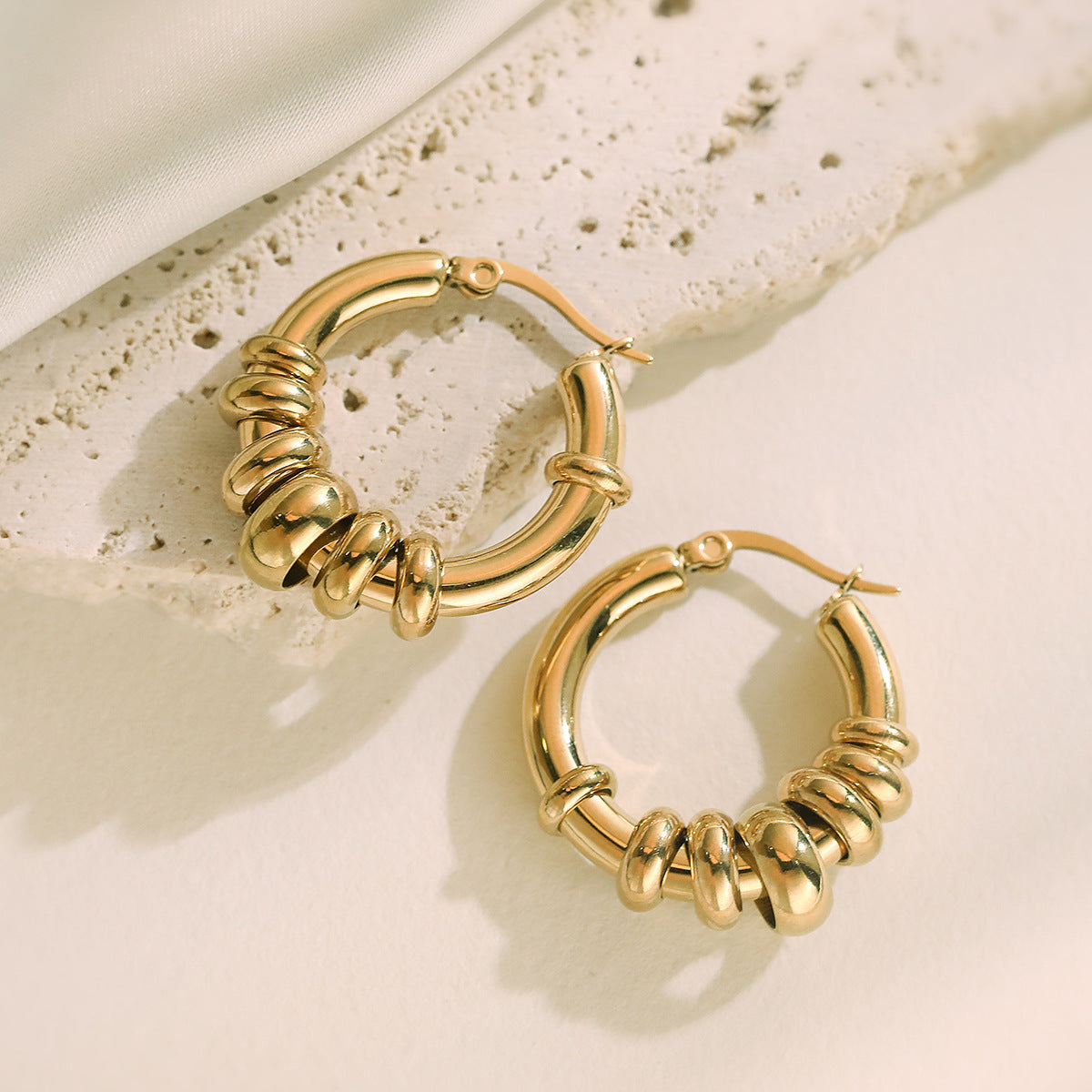 Minimalist Luxury 18K Gold Plated Geometric Stainless Steel Earrings for Women