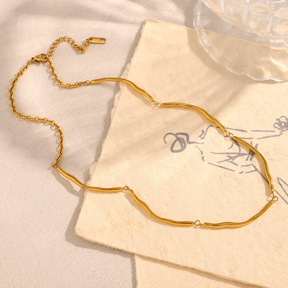 Minimalist Geometric Stainless Steel 18K Gold Plated Joint Necklace for Women