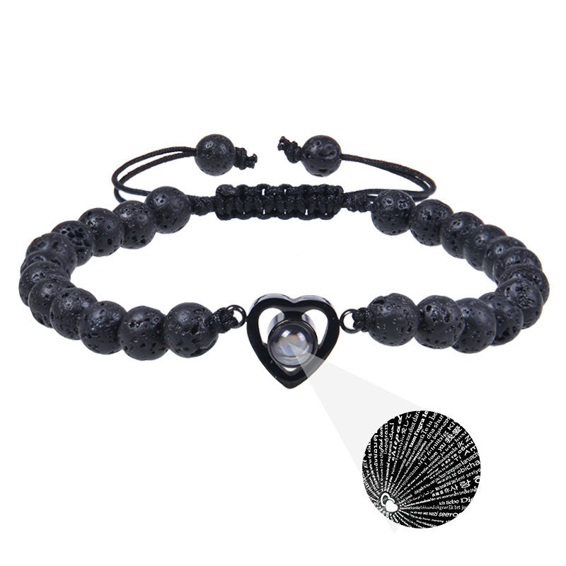 I Love You Projection Crystal Agate Bracelet Unisex Round Letter Charm