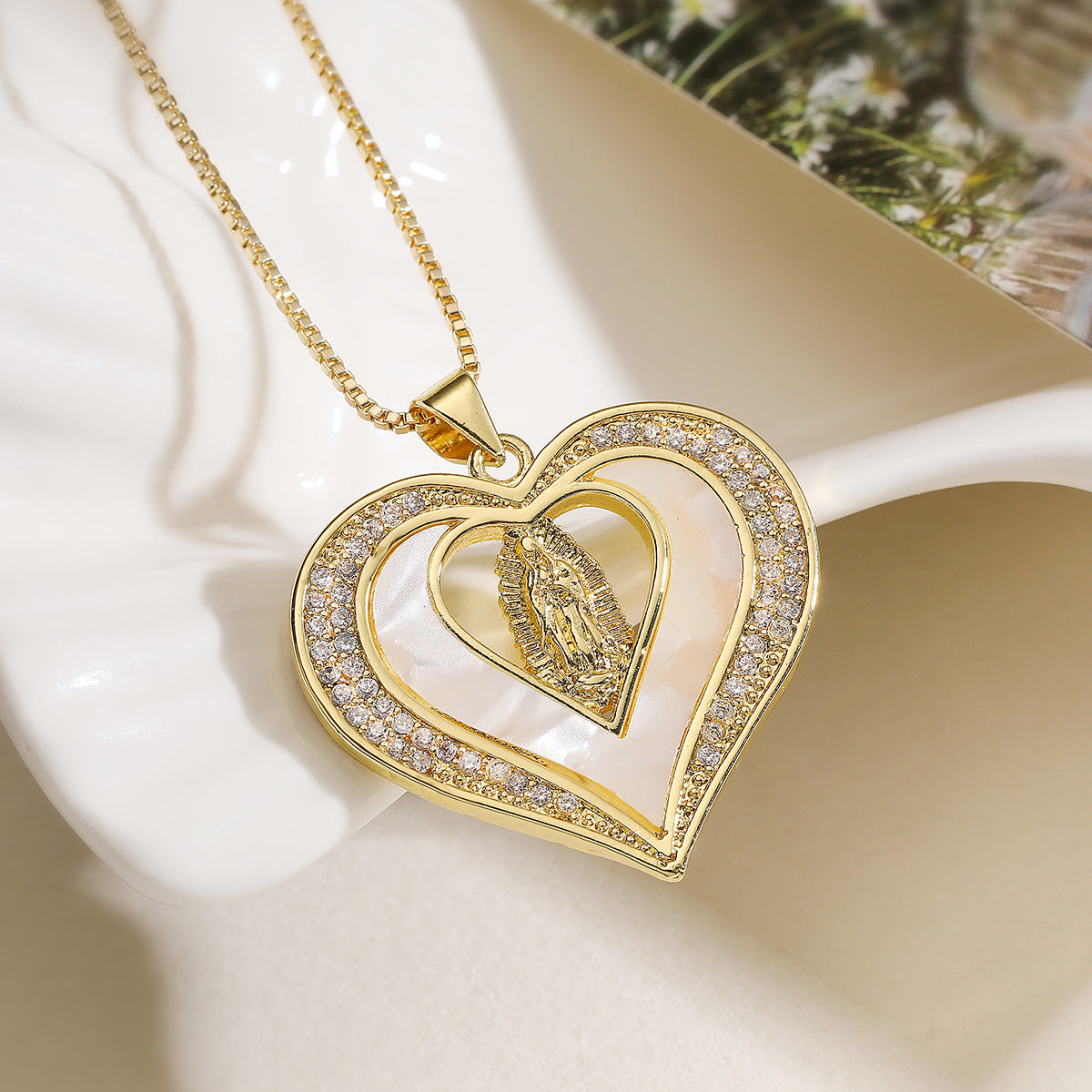 Minimalist Geometric 18K Gold Plated Brass Cubic Zirconia Pendant Necklace for Women