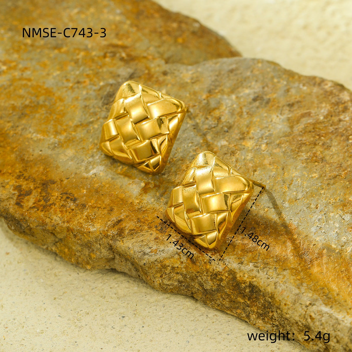 Minimalist Geometric Stainless Steel Earrings with Electroplated Finish and Textured Surface for Women