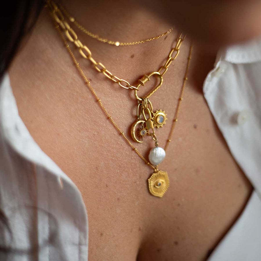 Casual 18K Gold PVD Stainless Steel Elephant Heart Pendant Necklace