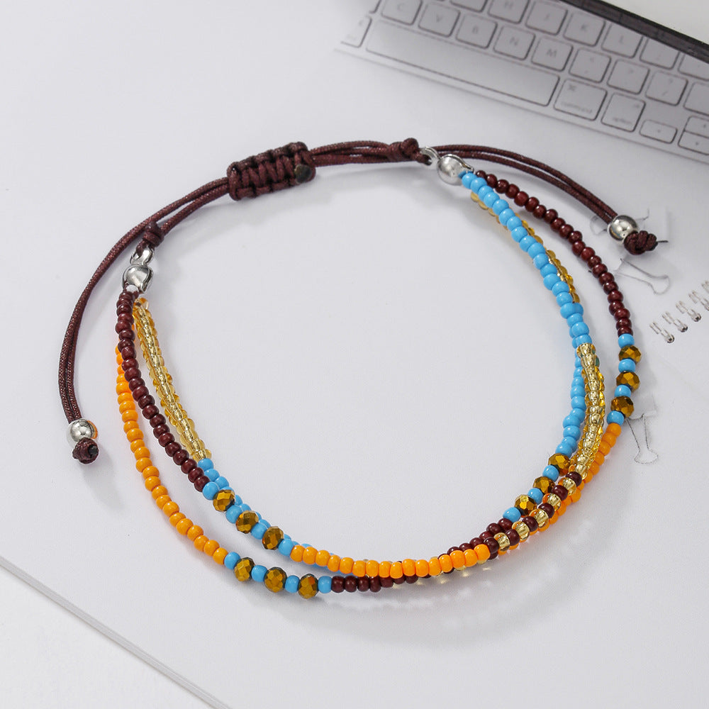 Bohemian Multilayer Beaded Bracelet for Women Handwoven Geometric Style Colorful Fashion Accessory