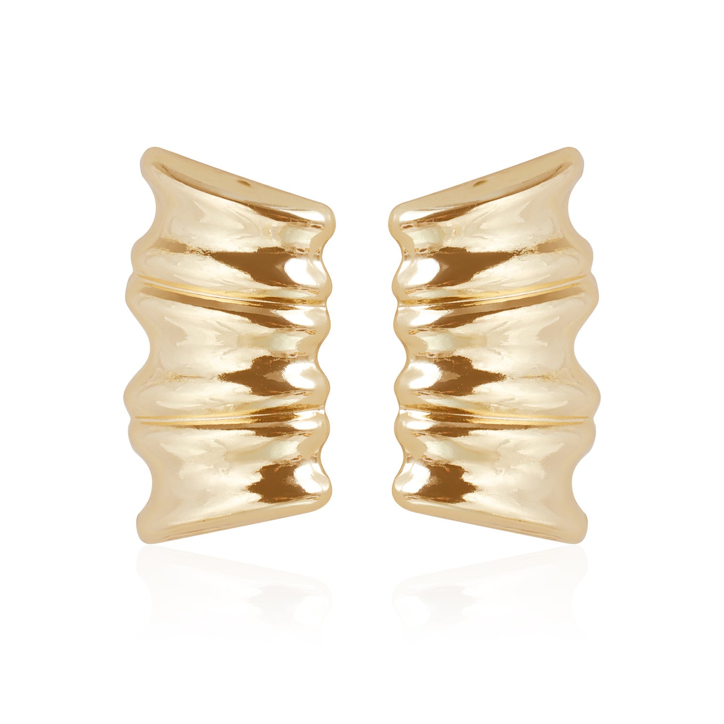 Exaggerated Geometric Gold Plated Alloy Necklace Set with Wave Detail for Women