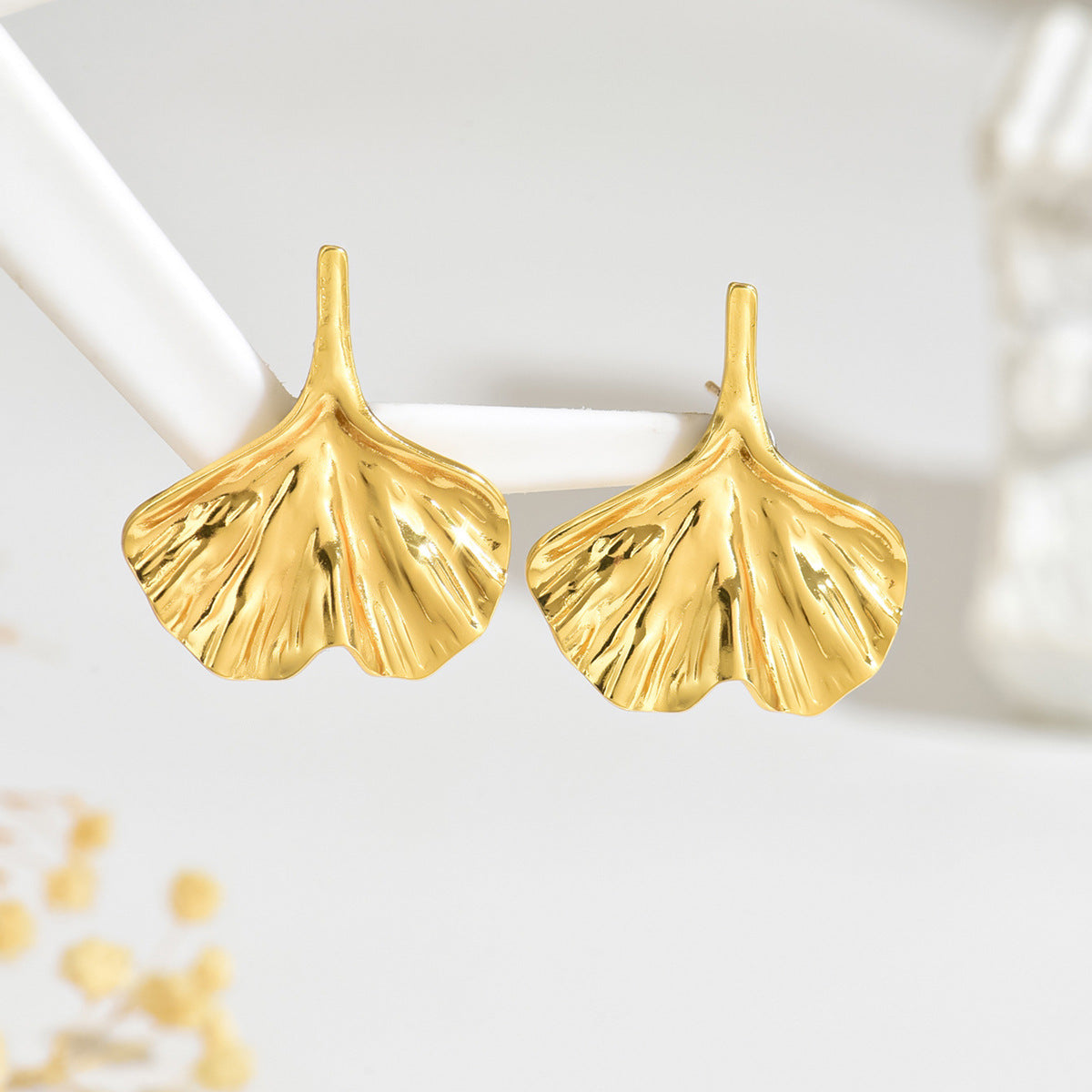 Elegant Stainless Steel Leaf Geometric Earrings for Women
