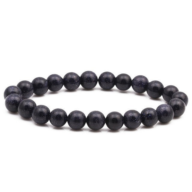 Natural Volcanic Stone and Agate Beaded Bracelet Geometric Round Unisex Fashion Jewelry