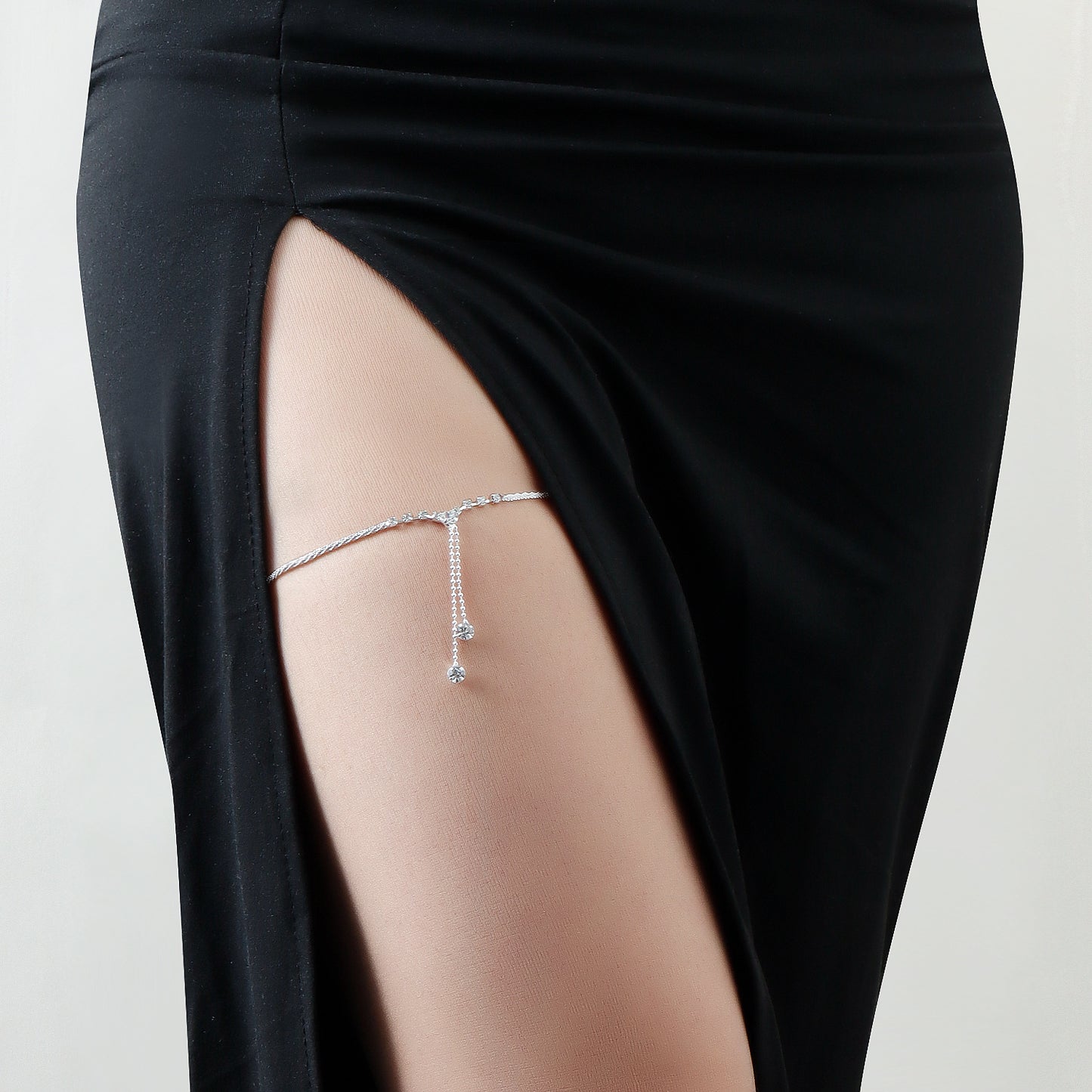 Geometric Fringe Anklet for Women with Rhinestone Accents and Alloy Chain