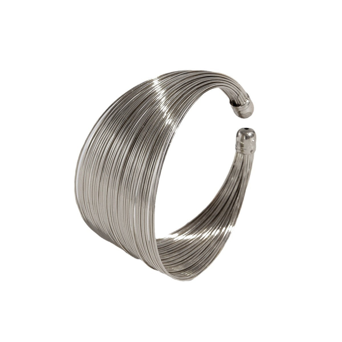 Fashion Geometric Round Plated Iron Wide Open Cuff Bracelet for Women