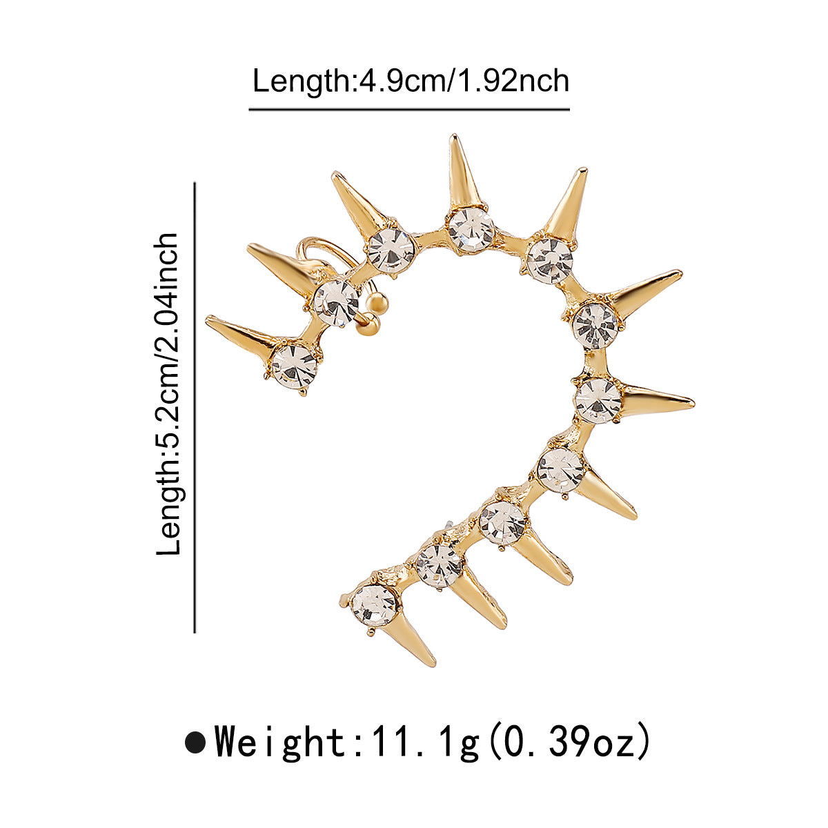 Orecchini da donna minimalisti geometrici a C in lega con intarsio di strass