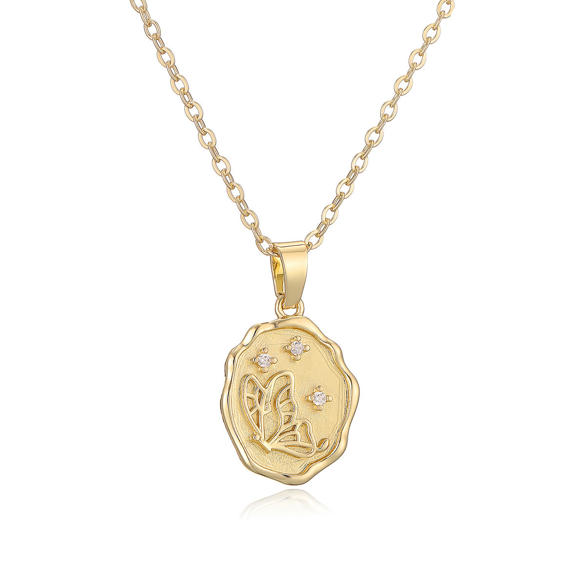 Minimalist Butterfly Geometric Pendant Necklace for Women Copper Chain with Irregular Design Locket Style