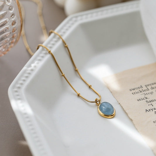 Elegante Collar de Acero de Titanio en Forma de Gota de Agua para Mujer con Cadena de Serpiente, Joyería Minimalista de Verano Estilo Guardapelo