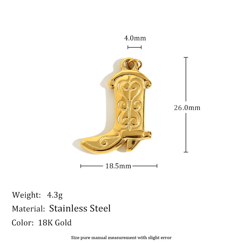 18K Gold Plated Stainless Steel Heart Charm Bar for Women