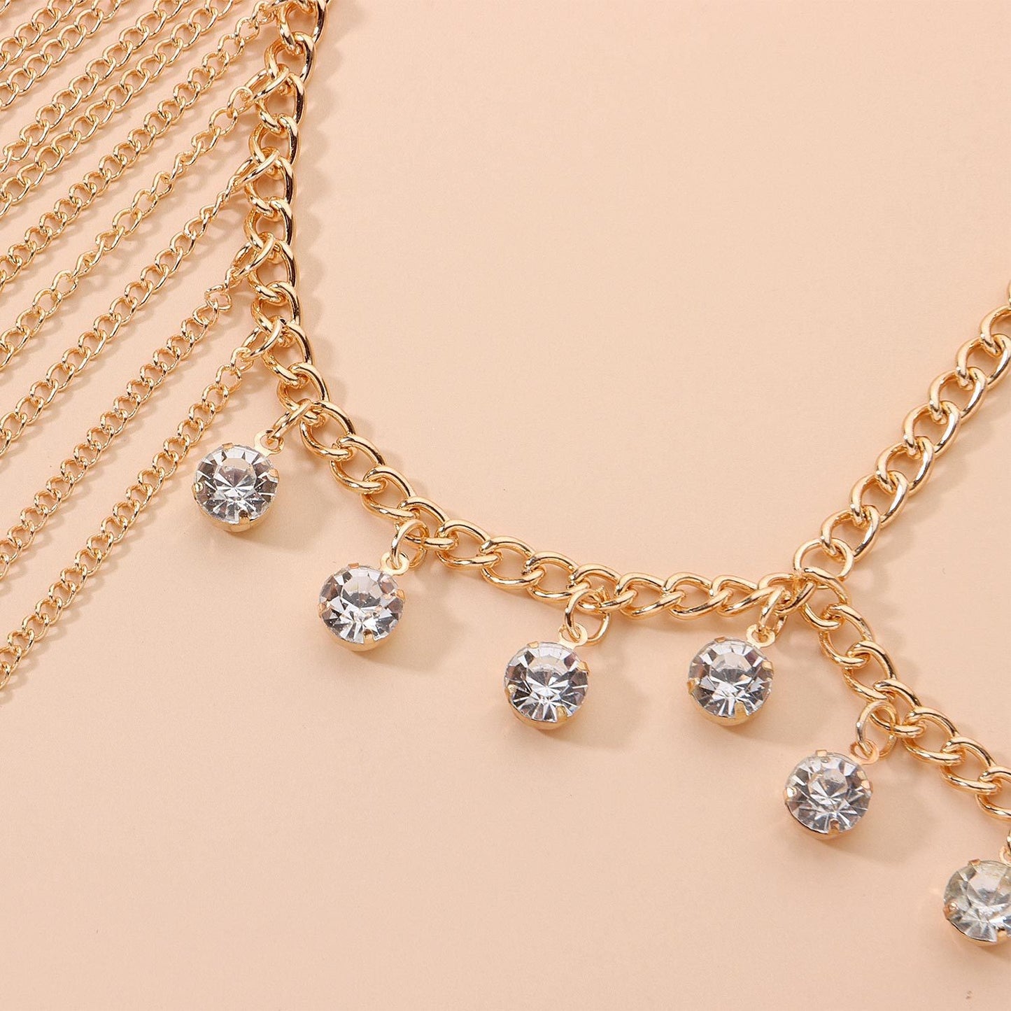Fascia per Capelli Geometrica da Donna con Strass e Catena in Lega per Capelli