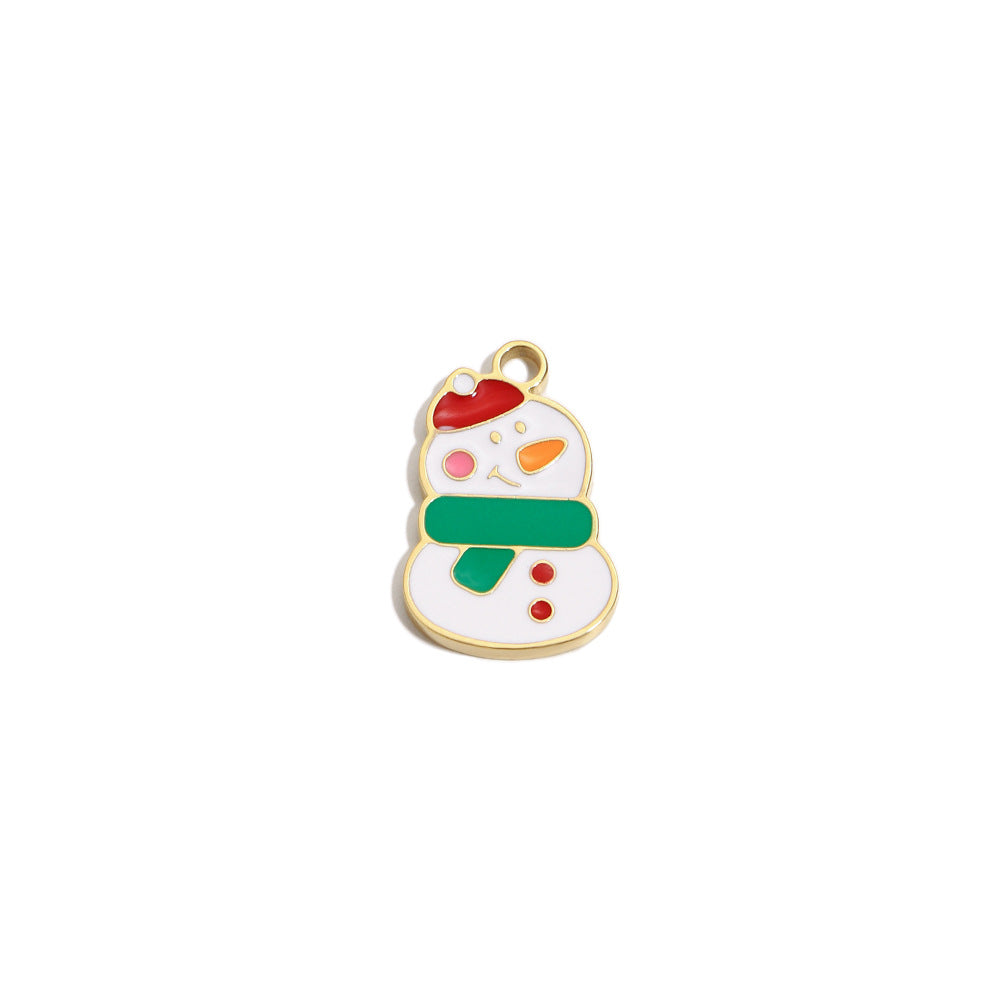 Colgante Minimalista de Moda con Temática Navideña en Acero Inoxidable con Baño de Oro de 18K con Motivos de Copo de Nieve y Papá Noel