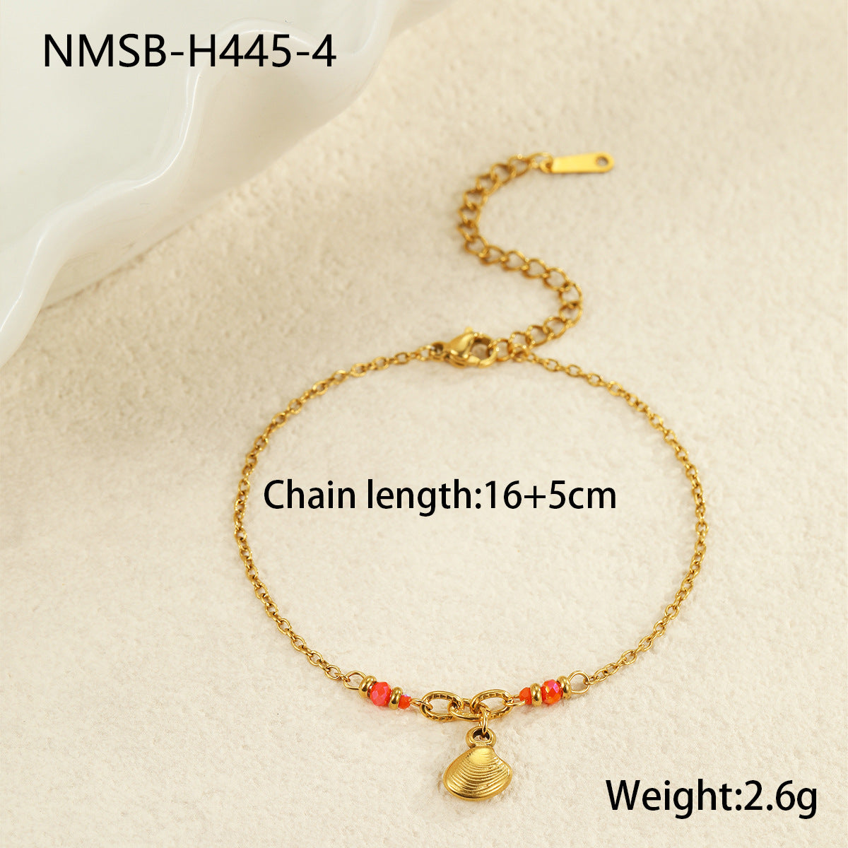 Fashionable Ocean-Themed Coconut Tree and Seashell Pendant Stainless Steel Bracelet with Titanium Steel Plated 18K Gold for Layering