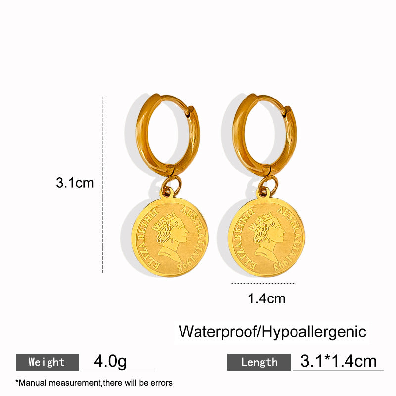 Elegant Titanium Steel Drip Oil Plated Stud Earrings for Women