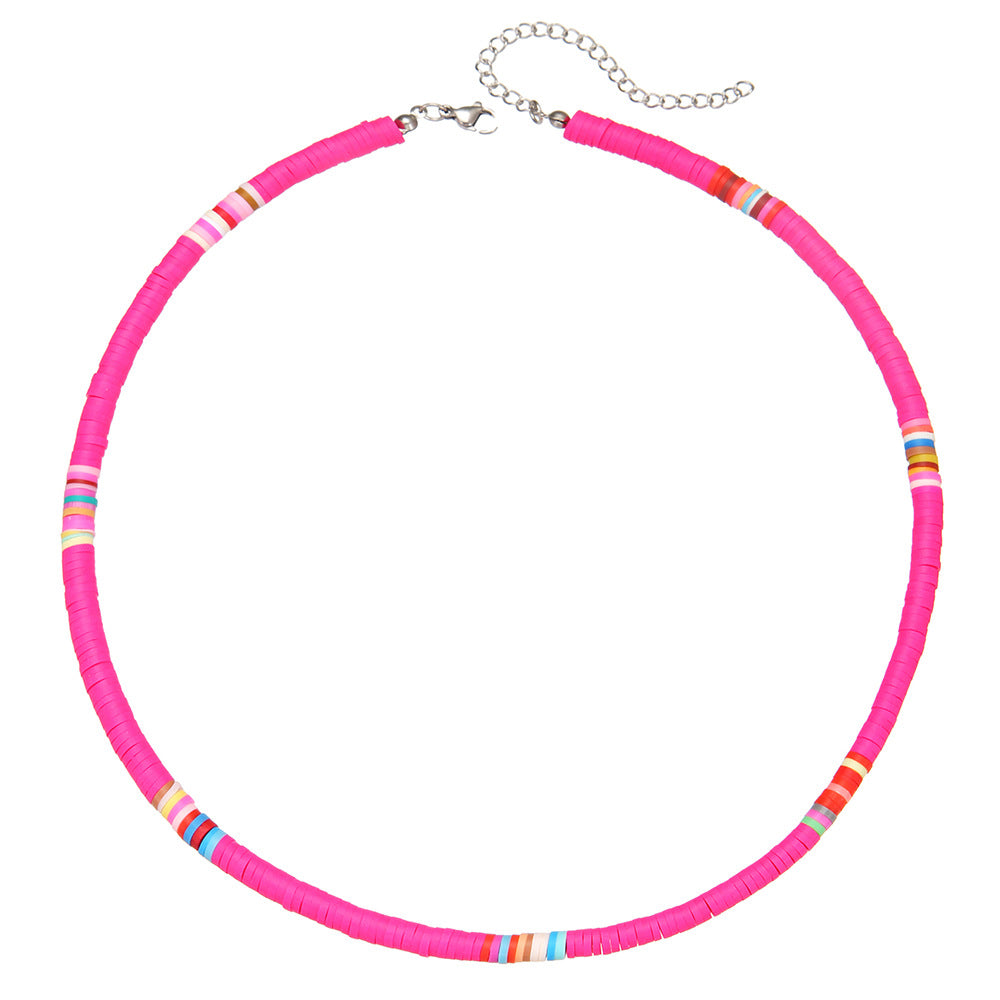 Minimalist Geometric Round Stainless Steel Resin Beaded Cable Chain Charm Bar