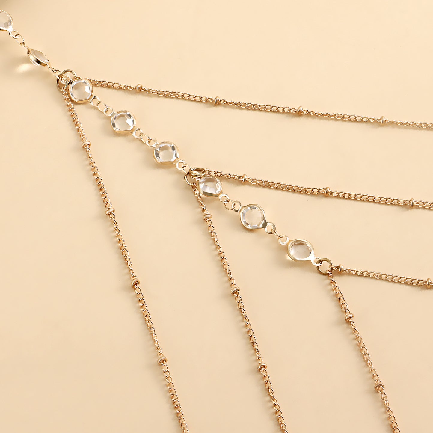 Geometric Alloy Anklet for Women with Rhinestone Accents Minimalist Fashion Leg Chain for Beach and Street Style
