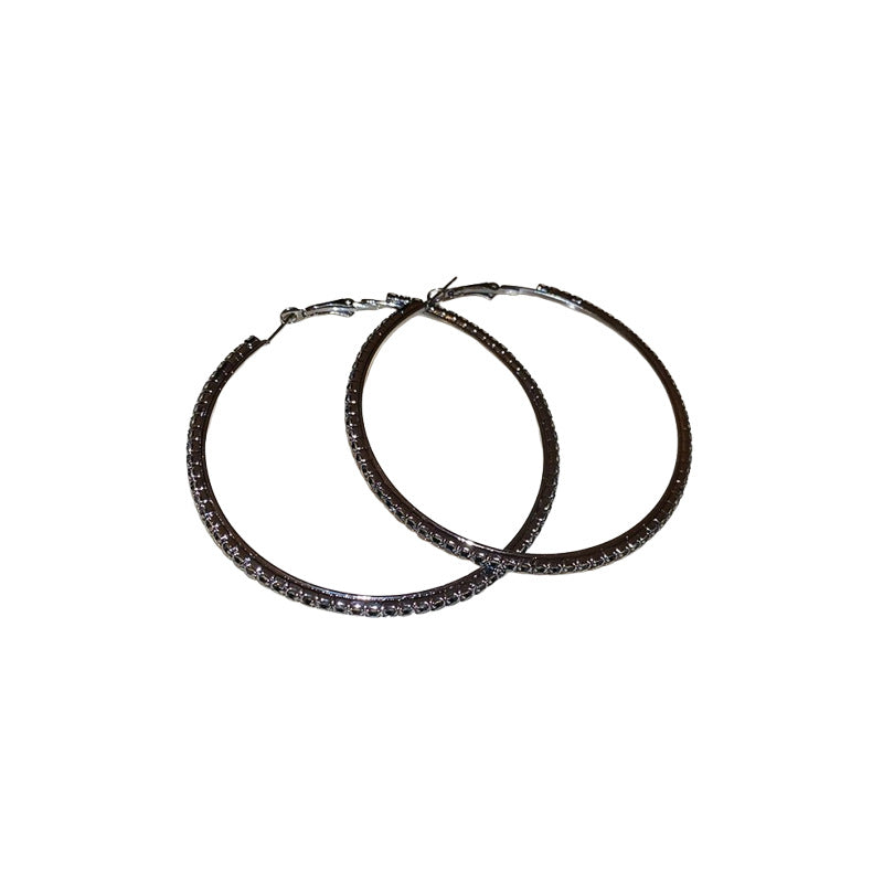Orecchini a Cerchio da Donna in Rame con Strass Rotondi Geometrici e Fascino Minimalista di Lusso
