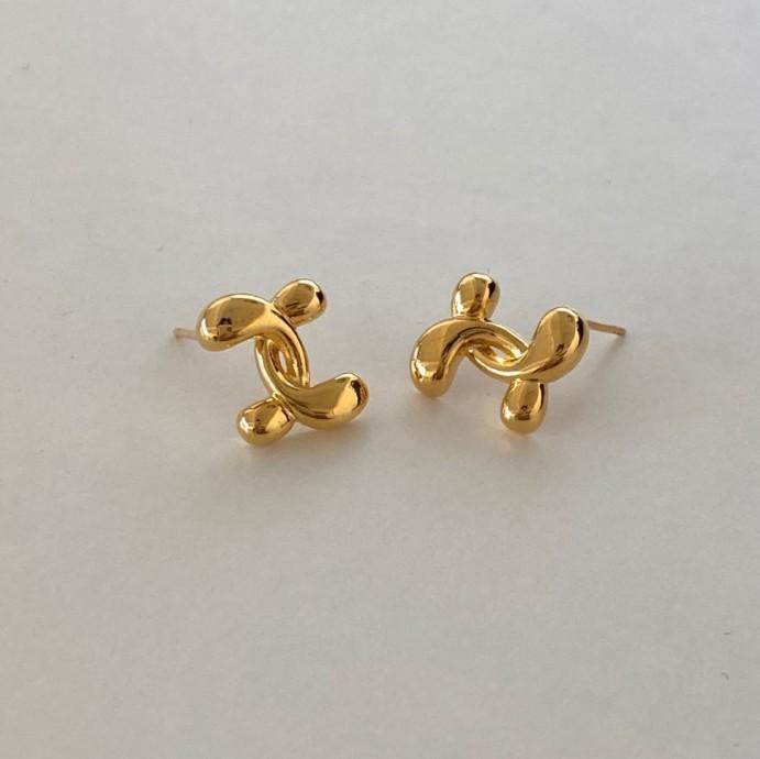 Minimalist Asymmetrical Letter Stud Earrings in 925 Sterling Silver with Micro-Pave Setting