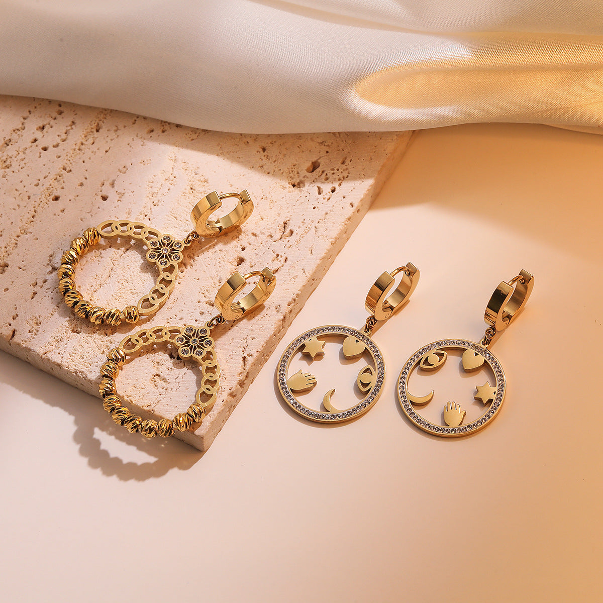 Orecchini minimalisti geometrici in acciaio al titanio da donna con placcatura in vero oro, gioielli di moda dalla forma irregolare