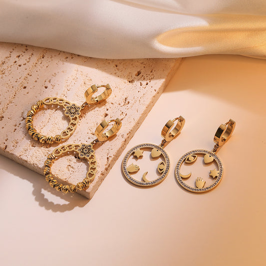 Orecchini minimalisti geometrici in acciaio al titanio da donna con placcatura in vero oro, gioielli di moda dalla forma irregolare