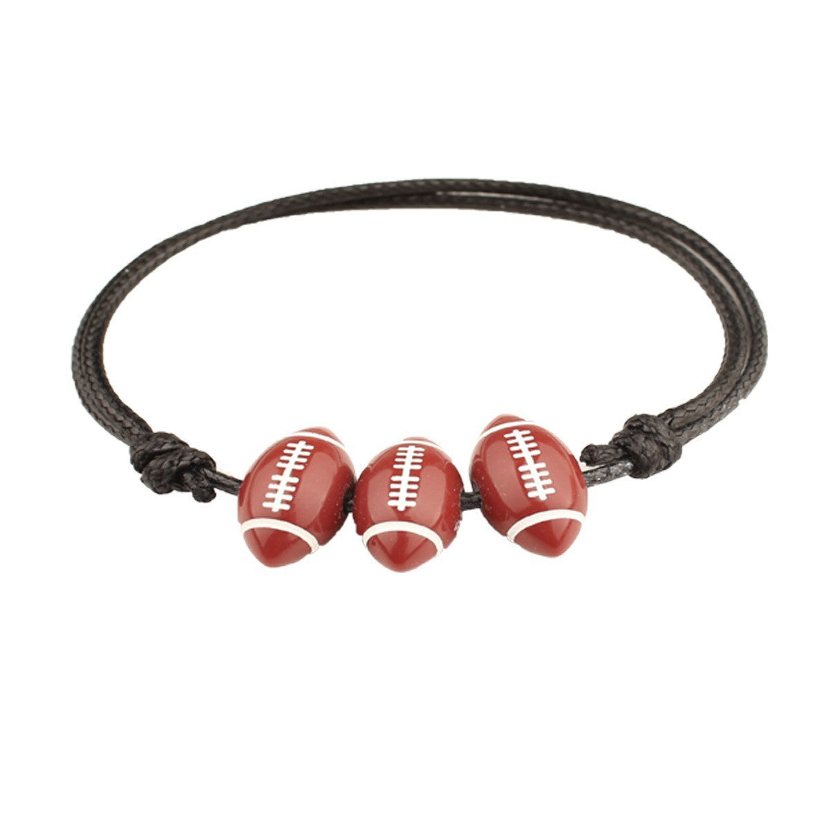 Sporty Geometric Acrylic Ball Beaded Bracelet Unisex Handmade Waxed Cord