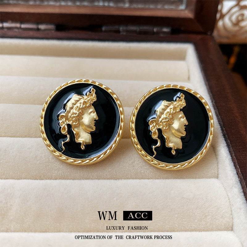 French Style Geometric Round Earrings in Alloy with Plated Finish for Women