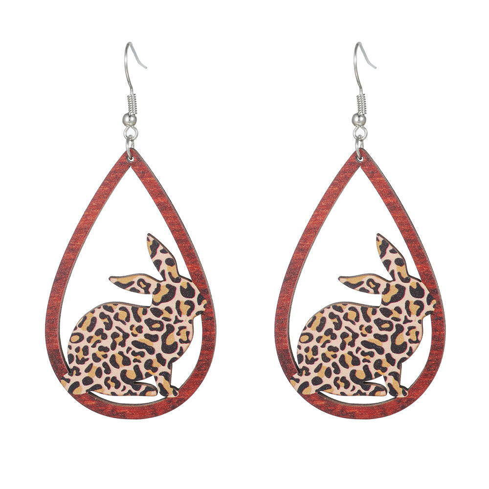 Hollow Maple Leaf Teardrop Wood Plated Earrings