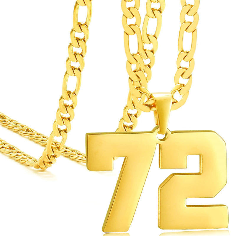Minimalist Numeric Pendant Necklace for Men and Women Stainless Steel Chain with Polished Titanium Steel Charm
