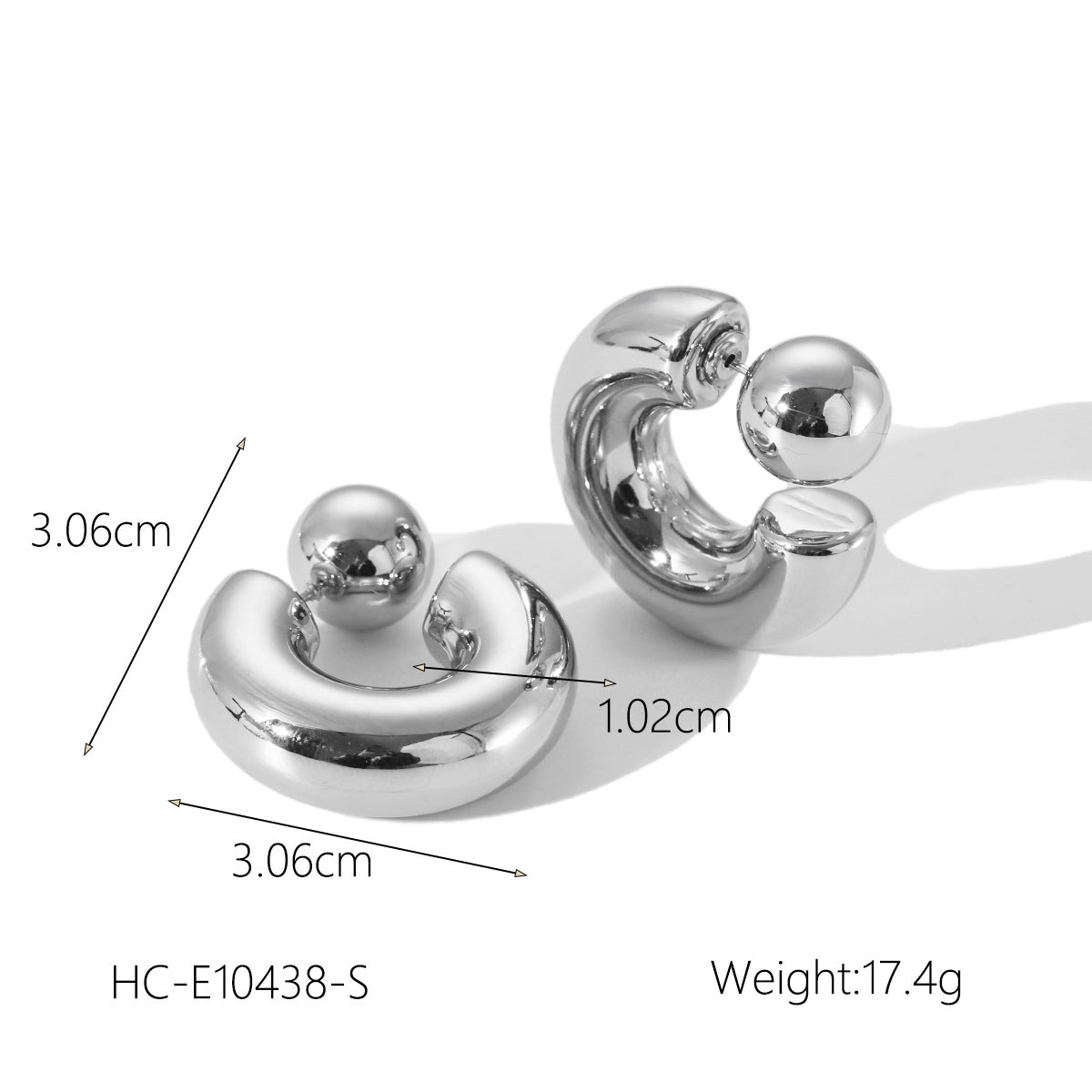 Minimalist Geometric Ball-Shaped Stainless Steel Stud Earrings with Plated Finish for Women