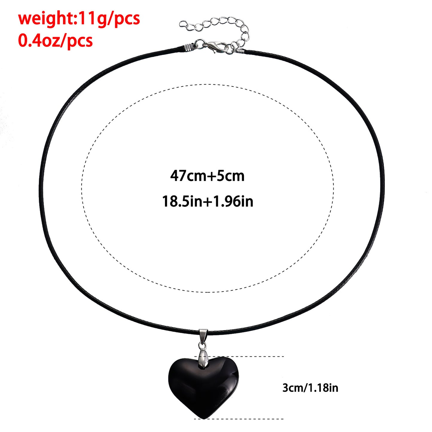 Minimalist Black Large Heart Pendant Necklace for Women Alloy with Electroplating Finish on Leather Cord